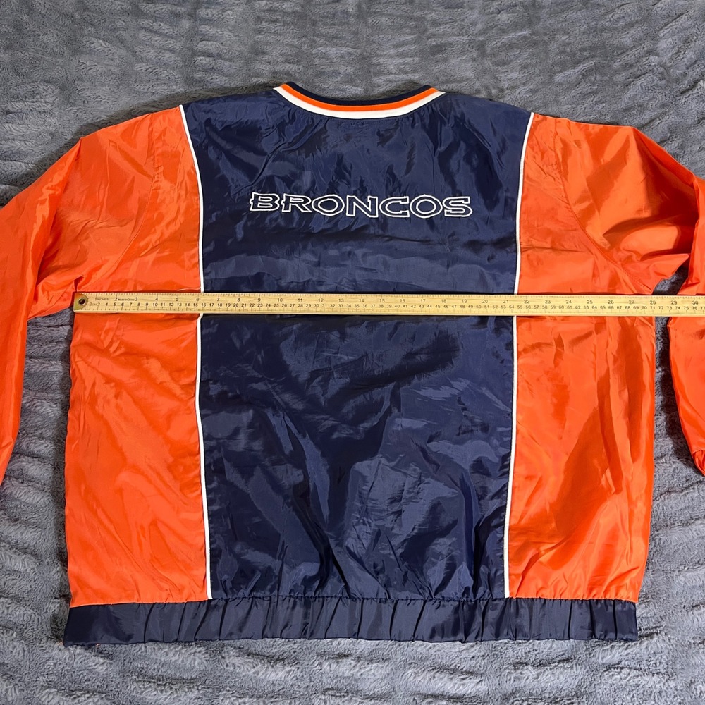 NFL Denver Broncos Windbreaker Pullover XL Navy Orange V-Neck Wind Shirt AP711 - Picture 4 of 6